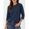 imageANRABESS Womens 34 Sleeve TopWrinkleFree Soft TShirtsCrew Neck Basic TeeCasual Summer Spring Clothes Daily Work TravelNavy Blue