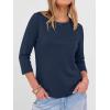 imageANRABESS Womens 34 Sleeve TopWrinkleFree Soft TShirtsCrew Neck Basic TeeCasual Summer Spring Clothes Daily Work TravelNavy Blue