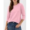 imageANRABESS Womens 34 Sleeve TopWrinkleFree Soft TShirtsCrew Neck Basic TeeCasual Summer Spring Clothes Daily Work TravelPink