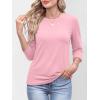 imageANRABESS Womens 34 Sleeve TopWrinkleFree Soft TShirtsCrew Neck Basic TeeCasual Summer Spring Clothes Daily Work TravelPink