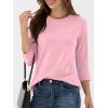 imageANRABESS Womens 34 Sleeve TopWrinkleFree Soft TShirtsCrew Neck Basic TeeCasual Summer Spring Clothes Daily Work TravelPink