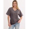 imageANRABESS Womens Oversized Acid Washed TShirt Short Sleeve Vintage Casual V Neck Tops 2026 Summer Basic Tee Trendy ClothesDeep Brown