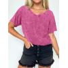imageANRABESS Womens Oversized Acid Washed TShirt Short Sleeve Vintage Casual V Neck Tops 2026 Summer Basic Tee Trendy ClothesHot Pink