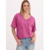 imageANRABESS Womens Oversized Acid Washed TShirt Short Sleeve Vintage Casual V Neck Tops 2026 Summer Basic Tee Trendy ClothesHot Pink