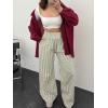 imageANRABESS Womens Palazzo Pants Striped amp Gingham Lounge amp Casual Cute Pajama Pants Wide Leg High Waisted PocketsArmy Green White Plaid