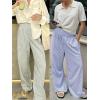 imageANRABESS Womens Palazzo Pants Striped amp Gingham Lounge amp Casual Cute Pajama Pants Wide Leg High Waisted PocketsArmy Green White Stripe