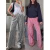 imageANRABESS Womens Palazzo Pants Striped amp Gingham Lounge amp Casual Cute Pajama Pants Wide Leg High Waisted PocketsBlack White Plaid