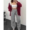 imageANRABESS Womens Palazzo Pants Striped amp Gingham Lounge amp Casual Cute Pajama Pants Wide Leg High Waisted PocketsBlack White Plaid