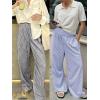 imageANRABESS Womens Palazzo Pants Striped amp Gingham Lounge amp Casual Cute Pajama Pants Wide Leg High Waisted PocketsBlack White Stripe
