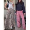imageANRABESS Womens Palazzo Pants Striped amp Gingham Lounge amp Casual Cute Pajama Pants Wide Leg High Waisted PocketsBrown White Plaid