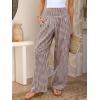 imageANRABESS Womens Palazzo Pants Striped amp Gingham Lounge amp Casual Cute Pajama Pants Wide Leg High Waisted PocketsBrown White Plaid