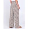 imageANRABESS Womens Palazzo Pants Striped amp Gingham Lounge amp Casual Cute Pajama Pants Wide Leg High Waisted PocketsBrown White Stripe