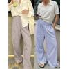 imageANRABESS Womens Palazzo Pants Striped amp Gingham Lounge amp Casual Cute Pajama Pants Wide Leg High Waisted PocketsBrown White Stripe