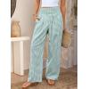 imageANRABESS Womens Palazzo Pants Striped amp Gingham Lounge amp Casual Cute Pajama Pants Wide Leg High Waisted PocketsGreen White Plaid