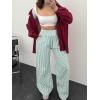 imageANRABESS Womens Palazzo Pants Striped amp Gingham Lounge amp Casual Cute Pajama Pants Wide Leg High Waisted PocketsGreen White Plaid