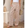 imageANRABESS Womens Palazzo Pants Striped amp Gingham Lounge amp Casual Cute Pajama Pants Wide Leg High Waisted PocketsLight Brown White Plaid