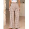 imageANRABESS Womens Palazzo Pants Striped amp Gingham Lounge amp Casual Cute Pajama Pants Wide Leg High Waisted PocketsLight Brown White Plaid