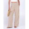 imageANRABESS Womens Palazzo Pants Striped amp Gingham Lounge amp Casual Cute Pajama Pants Wide Leg High Waisted PocketsLight Brown White Stripe