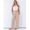 imageANRABESS Womens Palazzo Pants Striped amp Gingham Lounge amp Casual Cute Pajama Pants Wide Leg High Waisted PocketsLight Brown White Stripe