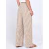 imageANRABESS Womens Palazzo Pants Striped amp Gingham Lounge amp Casual Cute Pajama Pants Wide Leg High Waisted PocketsLight Brown White Stripe