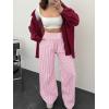 imageANRABESS Womens Palazzo Pants Striped amp Gingham Lounge amp Casual Cute Pajama Pants Wide Leg High Waisted PocketsPink White Plaid