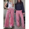 imageANRABESS Womens Palazzo Pants Striped amp Gingham Lounge amp Casual Cute Pajama Pants Wide Leg High Waisted PocketsRed White Plaid