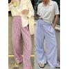 imageANRABESS Womens Palazzo Pants Striped amp Gingham Lounge amp Casual Cute Pajama Pants Wide Leg High Waisted PocketsRed White Stripe