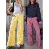 imageANRABESS Womens Palazzo Pants Striped amp Gingham Lounge amp Casual Cute Pajama Pants Wide Leg High Waisted PocketsYellow White Plaid