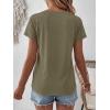 imageANRABESS Womens Short Sleeve Lace Shirt  Trendy Henley V Neck Blouse Versatile Business Casual Office Top for Work amp SummerArmy Green