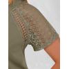 imageANRABESS Womens Short Sleeve Lace Shirt  Trendy Henley V Neck Blouse Versatile Business Casual Office Top for Work amp SummerArmy Green