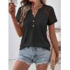 imageANRABESS Womens Short Sleeve Lace Shirt  Trendy Henley V Neck Blouse Versatile Business Casual Office Top for Work amp SummerBlack