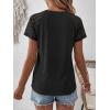 imageANRABESS Womens Short Sleeve Lace Shirt  Trendy Henley V Neck Blouse Versatile Business Casual Office Top for Work amp SummerBlack