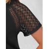 imageANRABESS Womens Short Sleeve Lace Shirt  Trendy Henley V Neck Blouse Versatile Business Casual Office Top for Work amp SummerBlack