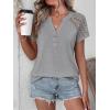 imageANRABESS Womens Short Sleeve Lace Shirt  Trendy Henley V Neck Blouse Versatile Business Casual Office Top for Work amp SummerGray