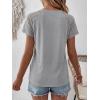 imageANRABESS Womens Short Sleeve Lace Shirt  Trendy Henley V Neck Blouse Versatile Business Casual Office Top for Work amp SummerGray