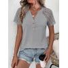 imageANRABESS Womens Short Sleeve Lace Shirt  Trendy Henley V Neck Blouse Versatile Business Casual Office Top for Work amp SummerGray