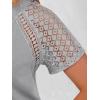 imageANRABESS Womens Short Sleeve Lace Shirt  Trendy Henley V Neck Blouse Versatile Business Casual Office Top for Work amp SummerGray