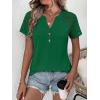 imageANRABESS Womens Short Sleeve Lace Shirt  Trendy Henley V Neck Blouse Versatile Business Casual Office Top for Work amp SummerGreen