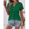 imageANRABESS Womens Short Sleeve Lace Shirt  Trendy Henley V Neck Blouse Versatile Business Casual Office Top for Work amp SummerGreen