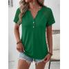 imageANRABESS Womens Short Sleeve Lace Shirt  Trendy Henley V Neck Blouse Versatile Business Casual Office Top for Work amp SummerGreen
