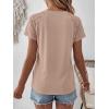 imageANRABESS Womens Short Sleeve Lace Shirt  Trendy Henley V Neck Blouse Versatile Business Casual Office Top for Work amp SummerKhaki