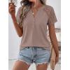 imageANRABESS Womens Short Sleeve Lace Shirt  Trendy Henley V Neck Blouse Versatile Business Casual Office Top for Work amp SummerLight Coffee