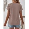imageANRABESS Womens Short Sleeve Lace Shirt  Trendy Henley V Neck Blouse Versatile Business Casual Office Top for Work amp SummerLight Coffee