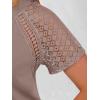 imageANRABESS Womens Short Sleeve Lace Shirt  Trendy Henley V Neck Blouse Versatile Business Casual Office Top for Work amp SummerLight Coffee