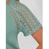 imageANRABESS Womens Short Sleeve Lace Shirt  Trendy Henley V Neck Blouse Versatile Business Casual Office Top for Work amp SummerLight Green