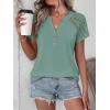 imageANRABESS Womens Short Sleeve Lace Shirt  Trendy Henley V Neck Blouse Versatile Business Casual Office Top for Work amp SummerLight Green