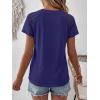 imageANRABESS Womens Short Sleeve Lace Shirt  Trendy Henley V Neck Blouse Versatile Business Casual Office Top for Work amp SummerNavy Blue