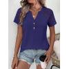 imageANRABESS Womens Short Sleeve Lace Shirt  Trendy Henley V Neck Blouse Versatile Business Casual Office Top for Work amp SummerNavy Blue