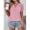 imageANRABESS Womens Short Sleeve Lace Shirt  Trendy Henley V Neck Blouse Versatile Business Casual Office Top for Work amp SummerPink