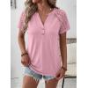 imageANRABESS Womens Short Sleeve Lace Shirt  Trendy Henley V Neck Blouse Versatile Business Casual Office Top for Work amp SummerPink